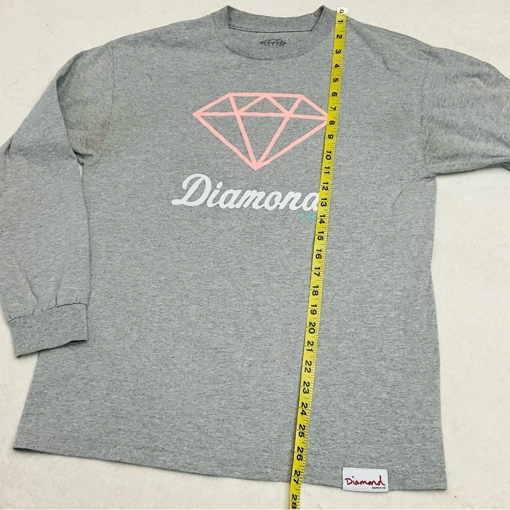 🌼4/$10🌼 Diamond Supply Co. Women’s Medium  ’Diamond Life’ Gray Long Sleeve Tee - Picture 8 of 9